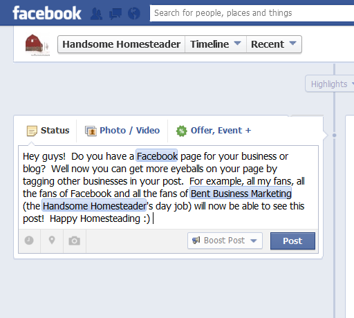 How to tag a discount business on facebook
